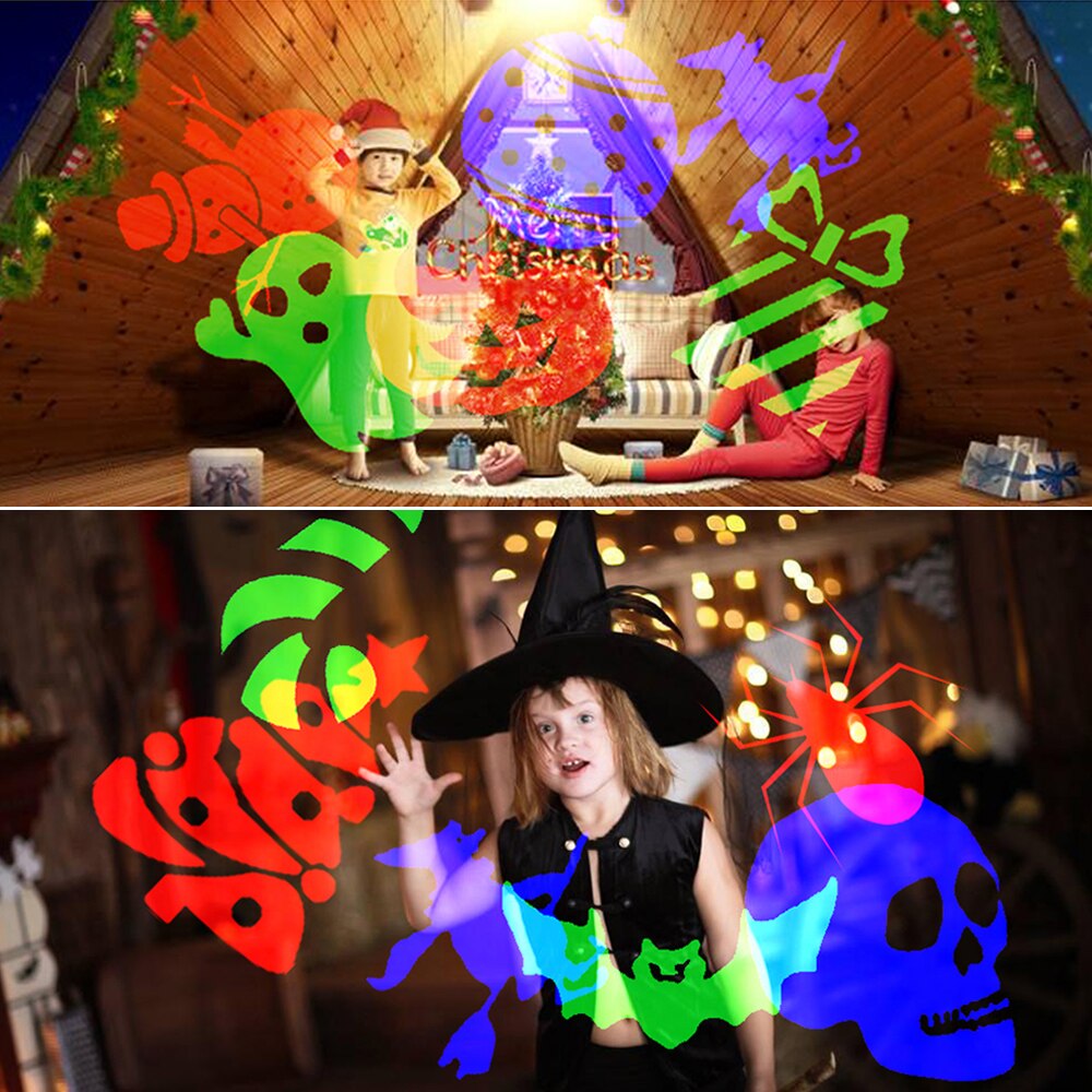 Christmas 12 Pattern Automatic Rotating LED Projector Lights Waterproof Indoor Christmas Spotlight Night Lights Landscape Lamps