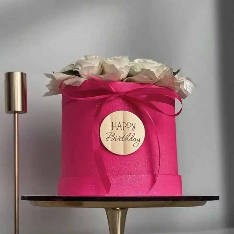 10 stück kuchenaufsätze „glücklich birthday“, goldfarbene, runde acryl-cupcake-aufsätze für kindergeburtstage, babypartys, tortendekorationszubehör: Hellgrau