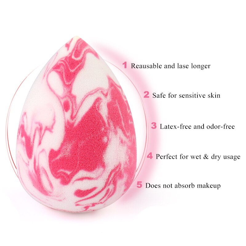 Esponja de maquillaje veteado con forma de gota de agua, esponjas correctoras para base, polvo mezclado húmedo seco, esponja cosmética, accesorios de maquillaje