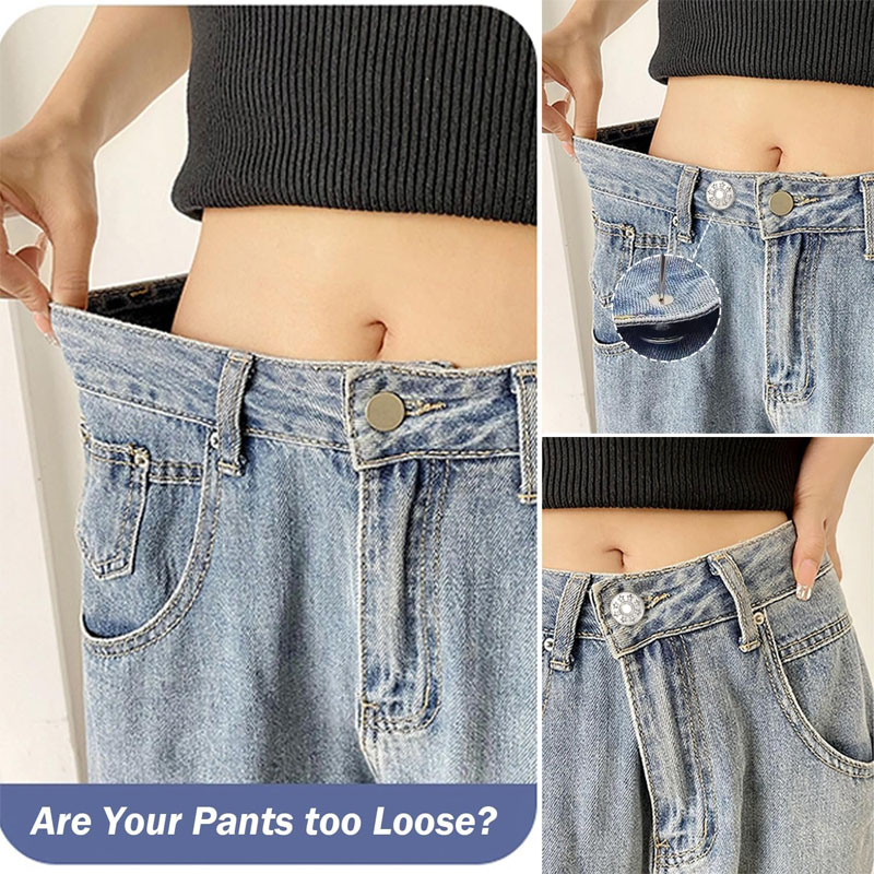 Botones de Metal para pantalones vaqueros, Kit de reparación de botones de tornillo sin costura, hebillas vaqueros extraíbles sin clavos, 17mm, 10 Uds.