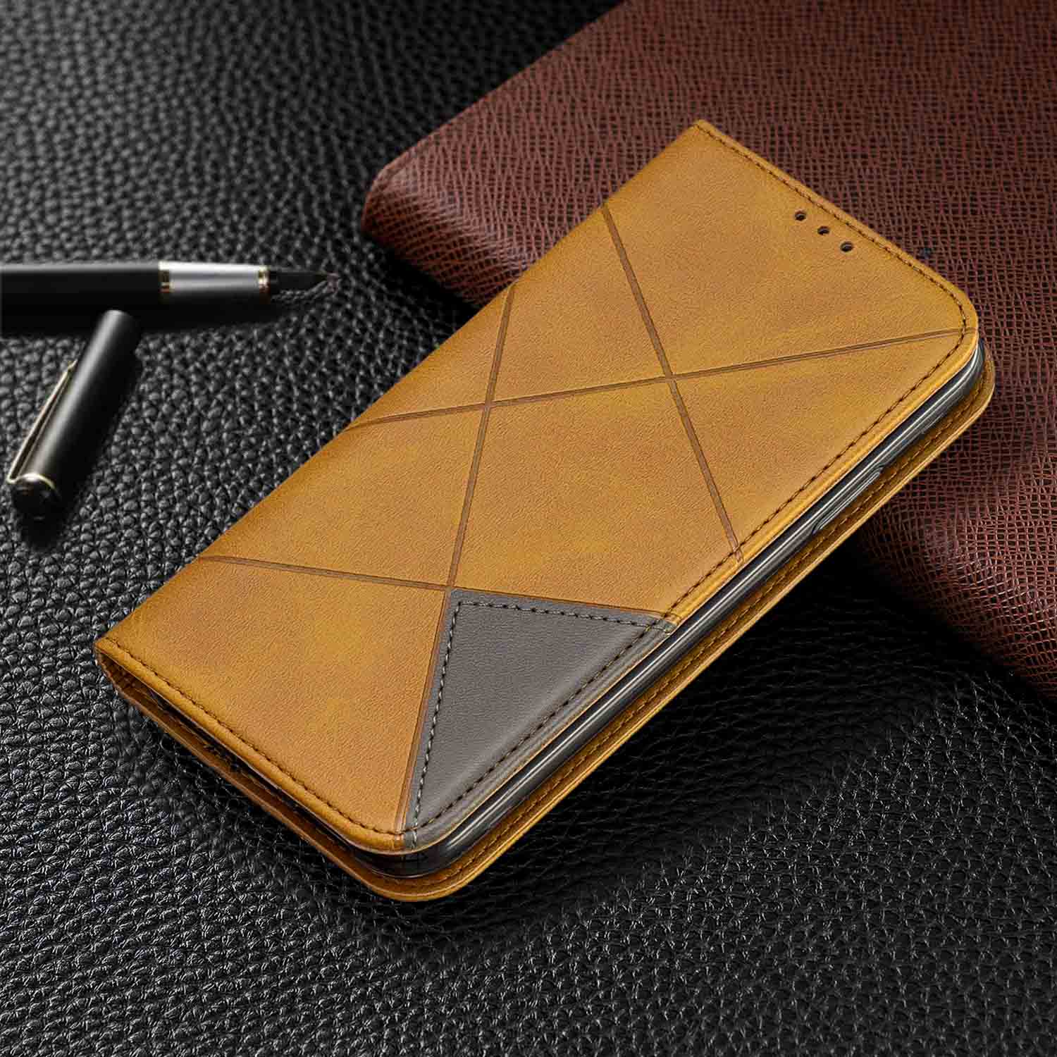 Magnete attirare per il caso di Samsung Galaxy A01 UNA 01 A015F SM-A015F SM-A015G SM-A015M copertura per Samsung A21 SM-A215F/DS in pelle coque: A21 / Giallo
