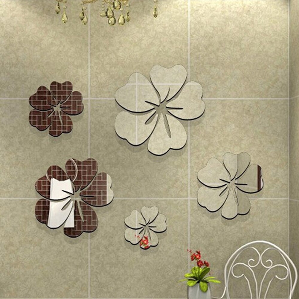 flower mirror Sticker Modern home Decoration wall Decals espelho Sticker 3D Diy Acrylic Wall d90920