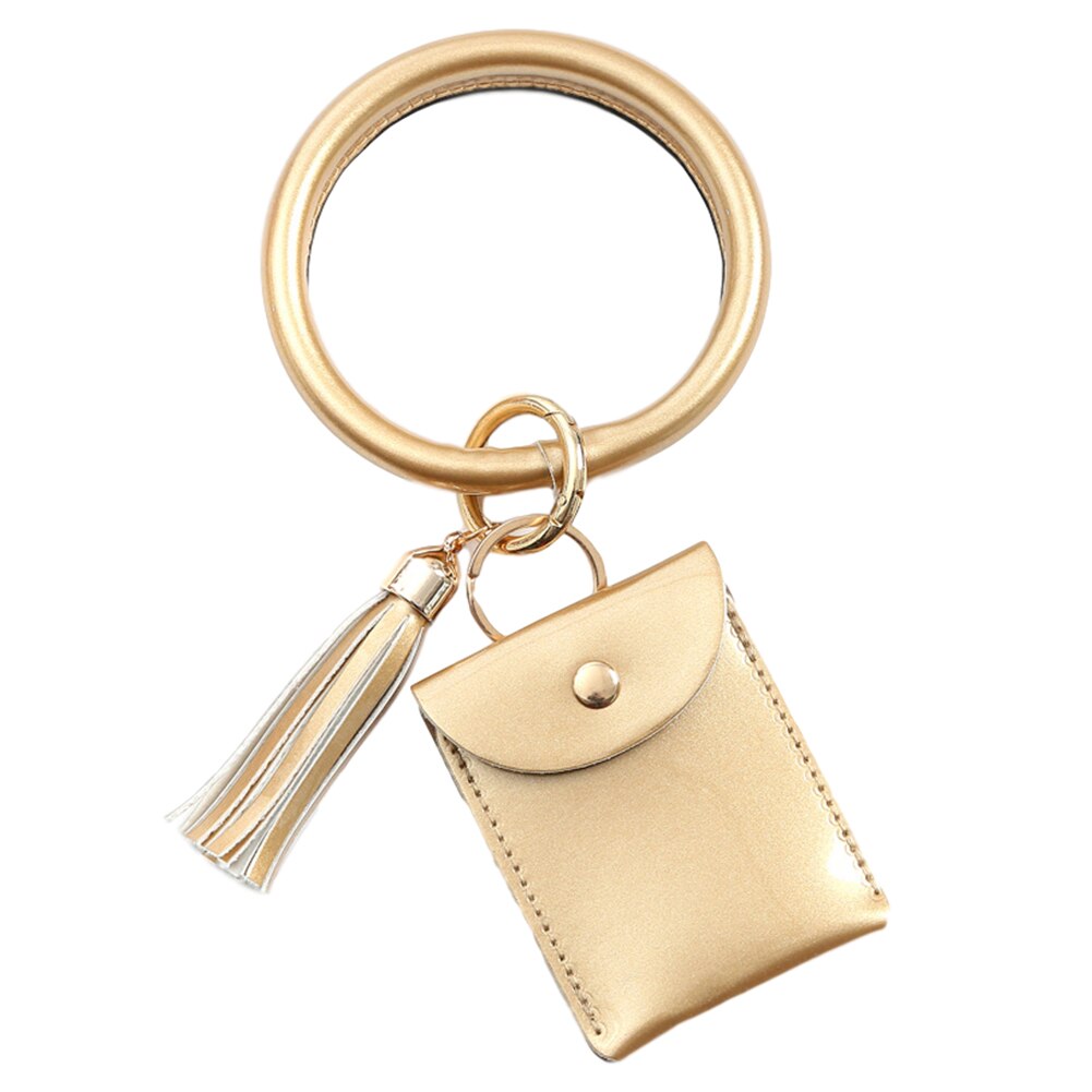 Women With Zip Coin Purse Portable Credit Card Daily Ornaments Wristlet Keychain Mini PU Leather Accessories