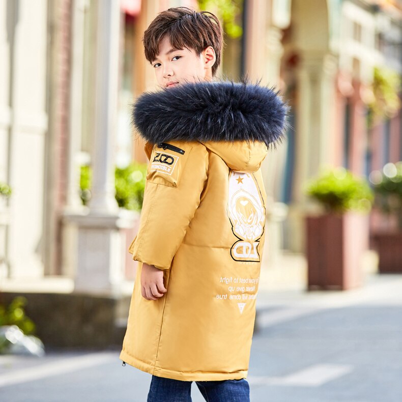 MudiPanda dziecięcy żakiet zimowy nastoletni chłopcy dziewczęta wyściełanana kurtka z bawełny zagęścić ciepłe długie kurtki maluch dziecięca odzież wierzchnia