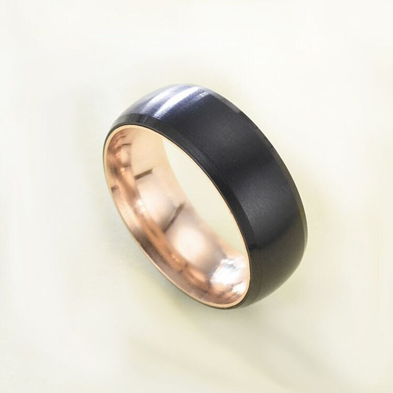 Yoiumit Rose Gouden Ring Sferische Roestvrij Staal Roterende Ring Sferische Geborsteld Zwart Ringen Trouwring Paar