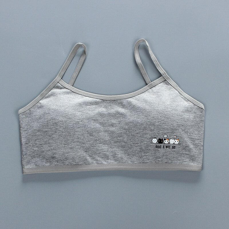 Tops para adolescentes, sujetador para chico y niña, ropa interior de 12 años, lencería XS, sostén de entrenamiento deportivo, ropa interior sin aros de 8 a 14T 10: Gris
