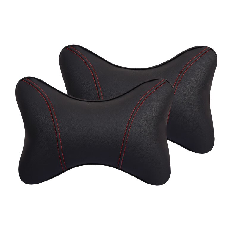 Reposacabezas de asiento de coche, cojín de descanso para el cuello, almohada de apoyo para la cabeza, relleno de algodón Pp con forma de hueso, 2 piezas: B black