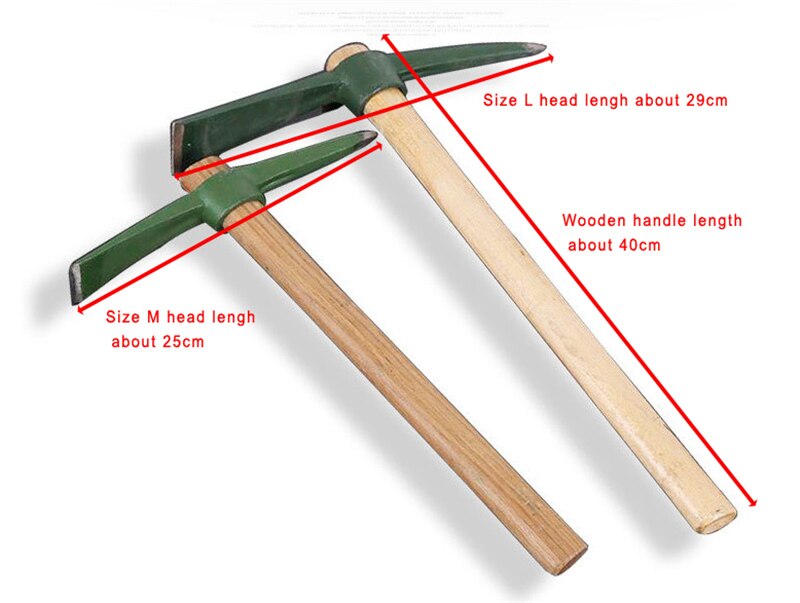 Taille M tête longueur 24cm manche en bois petite pioche houe jardin outils à main creuser des haches de Mattock en acier