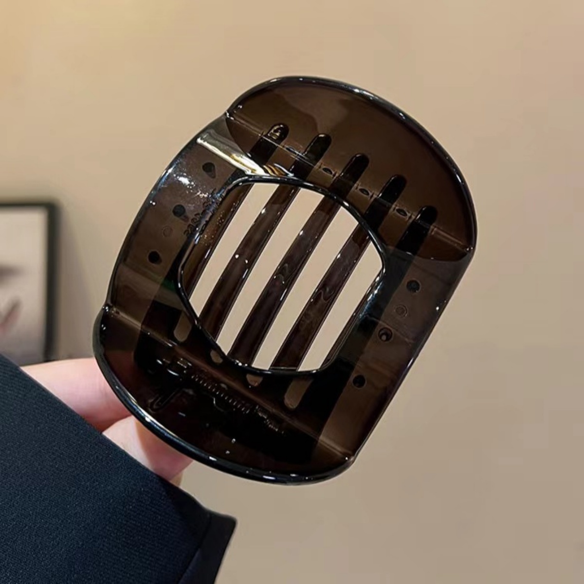 Clip de pelo de ácido acético coreano, accesorios para el cabello, Clip de cuchara con estampado de leopardo para mujer, Clip de pelo de primavera con cola de caballo baja, 1 ud.: Café