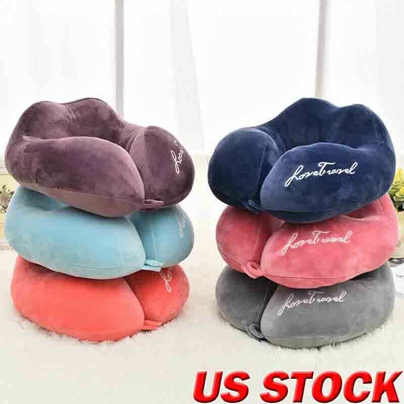 Almohada de apoyo para el cuello en forma de U, cojín de espuma de memoria suave para descanso en tren, avión, cabeza, viaje, oficina, coche, avión, dormir, multicolor