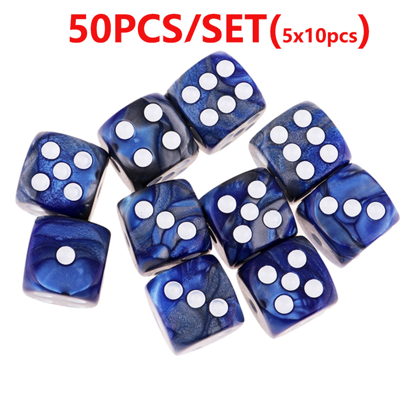Juego de dados acrílicos poliédricos de 6 caras, 25/50/100 piezas, dados de esquina redonda de 16mm con Pips dorados para juegos de mesa, enseñanza de matemáticas: BS