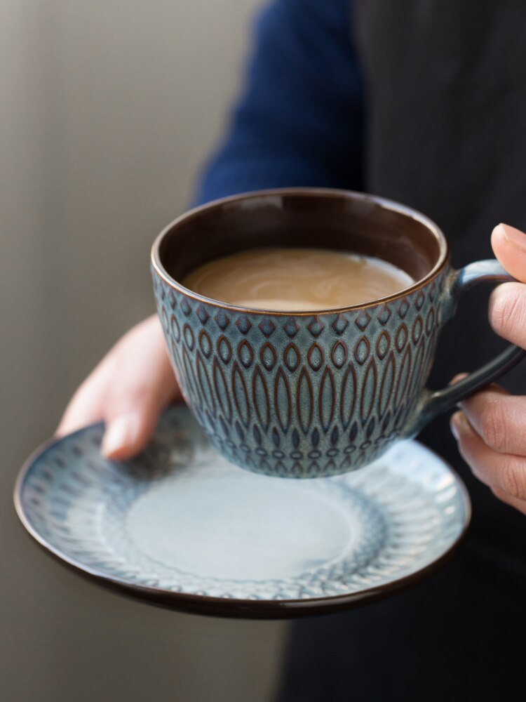 Teacup Ceramic Coffee Cup Saucer Set Decor Ceramic Coffee Cups Chinese Travel Crockery Tazas De Cafe Tableware BJ50BD