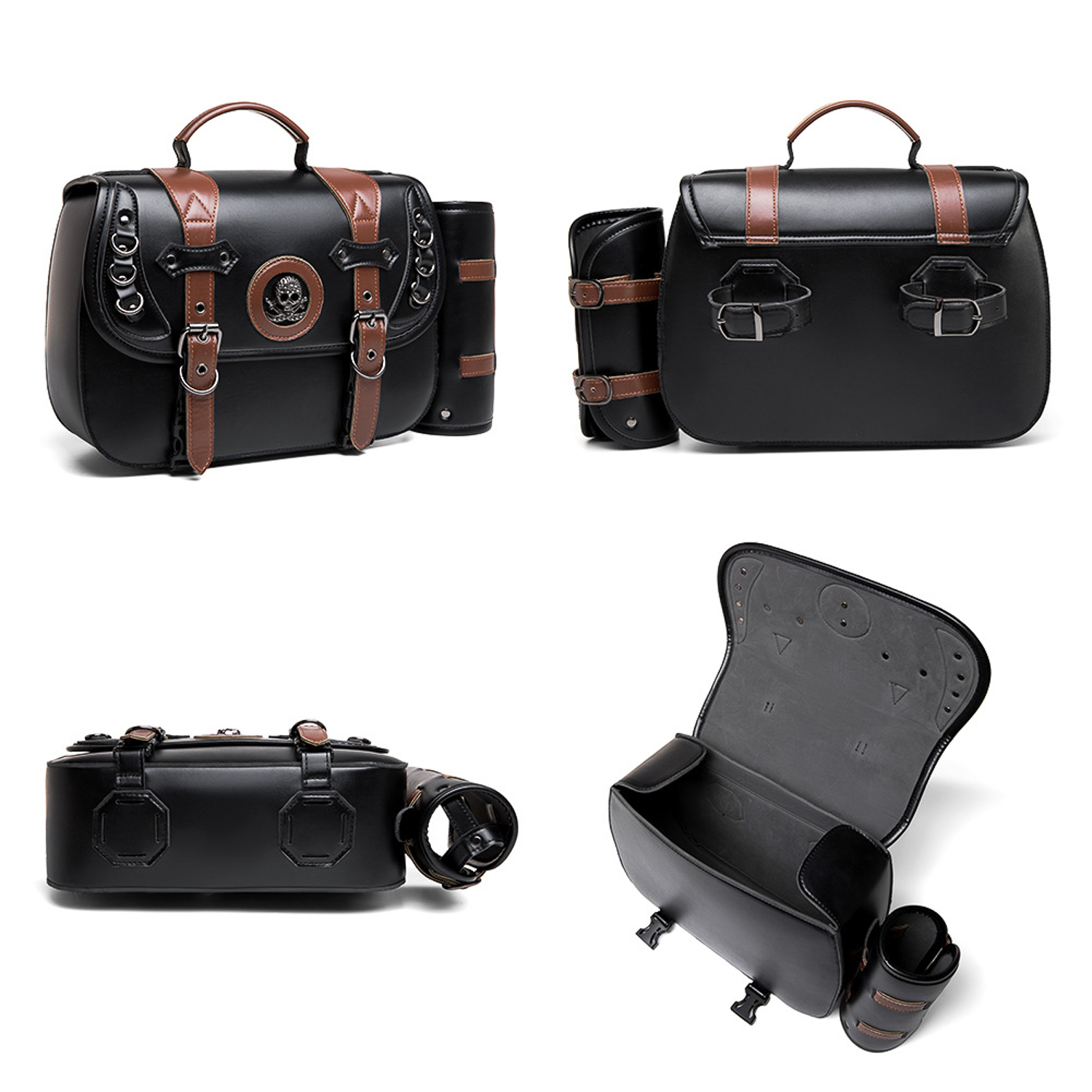 Novo alforjes de couro pu para motocicleta, bolsa lateral à prova d'água, acessórios para motocicletas