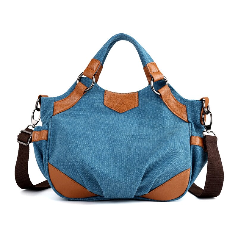 Women Shoulder Bags Small Environmental Canvas Messenger Bag Package Crossbody Bags Purses Casual Handbag for Women: Blue