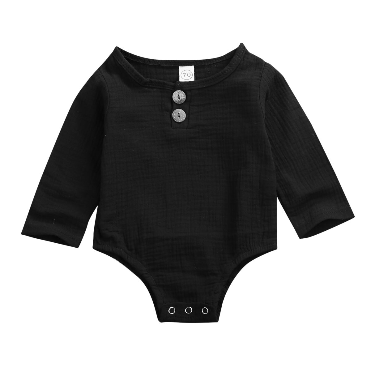 0-24M Baby Baby Kids Jongens Meisjes Jumpsuit Knop Solid Lange Mouwen Bodysuit Katoen Outfit Set: Black / 24M