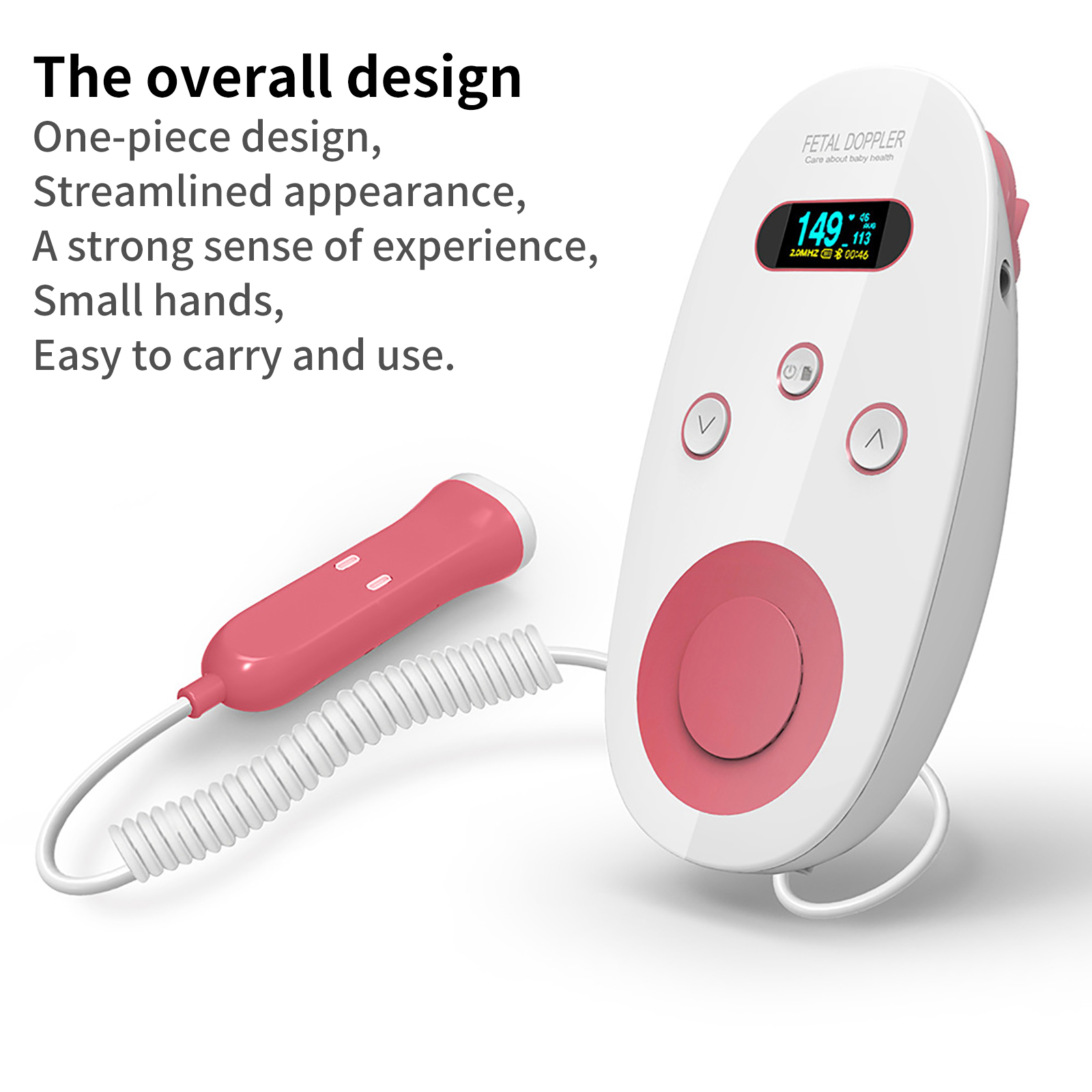 Doppler Fetal Heart rate Monitor Home Pregnancy Baby Fetal Sound Heart Rate Detector OLED Display No Radiation