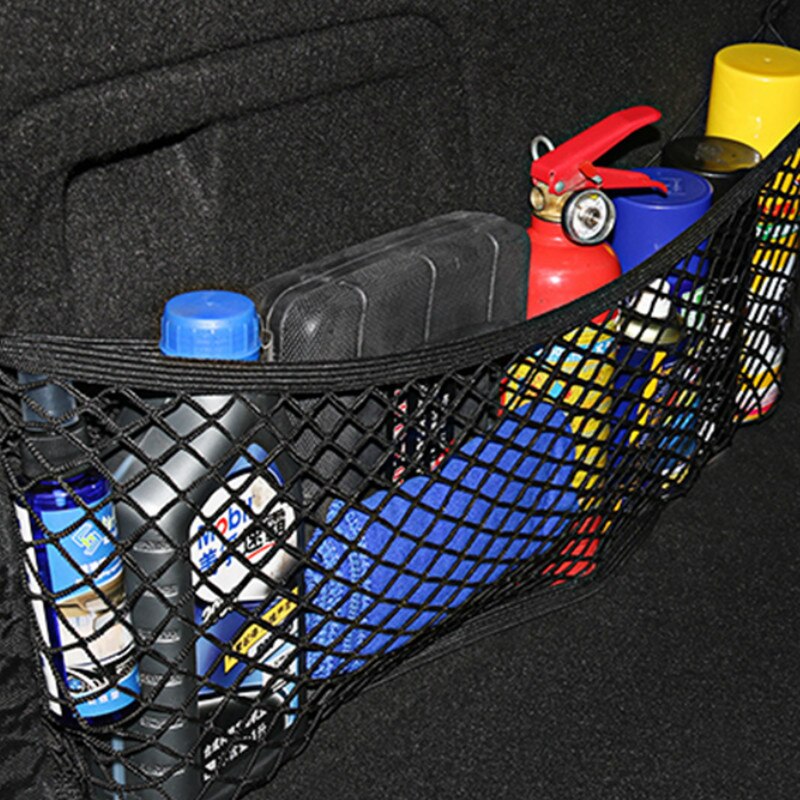 Universal elástico Auto coche asiento para maletero trasero malla bolsillo Auto carga red organizador titular de almacenamiento de arranque Magic Sticker bolsa