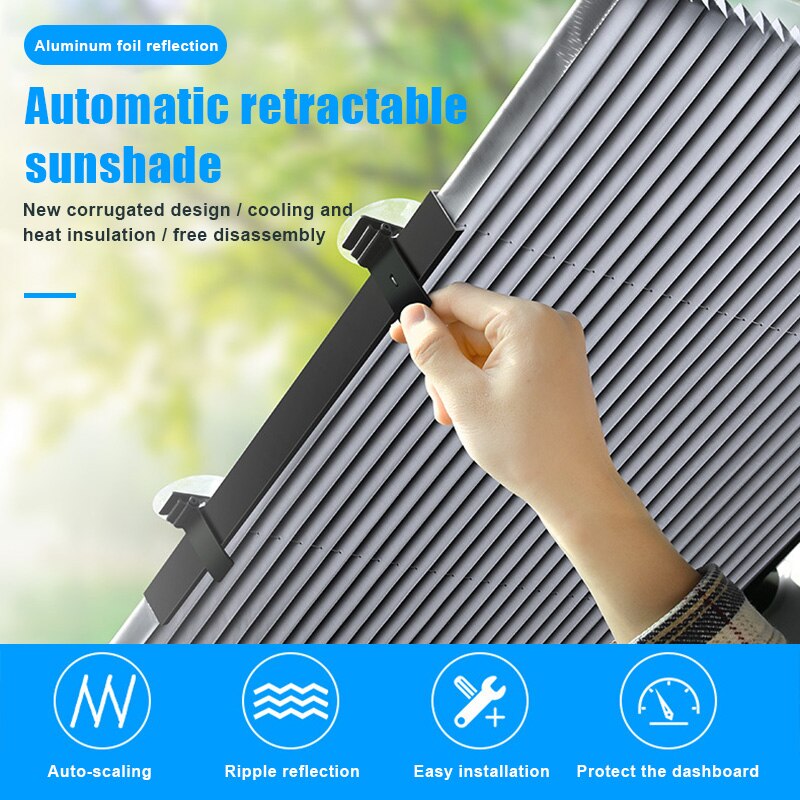 Auto Zonnescherm Zonnescherm Intrekbare Voorruit Zonnescherm Visor Gordijn Voor Solar Uv Bescherming 46/65/70 Cm B88