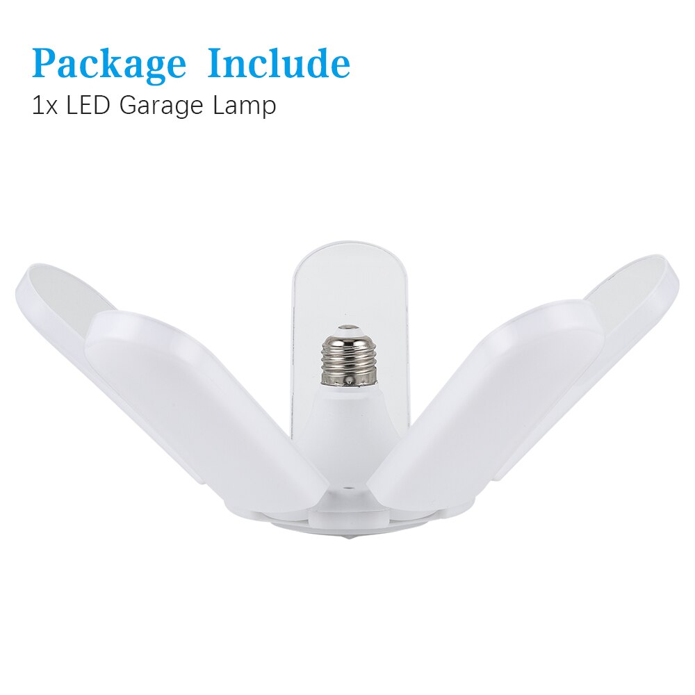 Deformable 5-blade LED Garage Light Five-Leaf Folding Fan Blade Garage Pendant Lamp Bulb 360-Degree Adjustable Ceiling Light