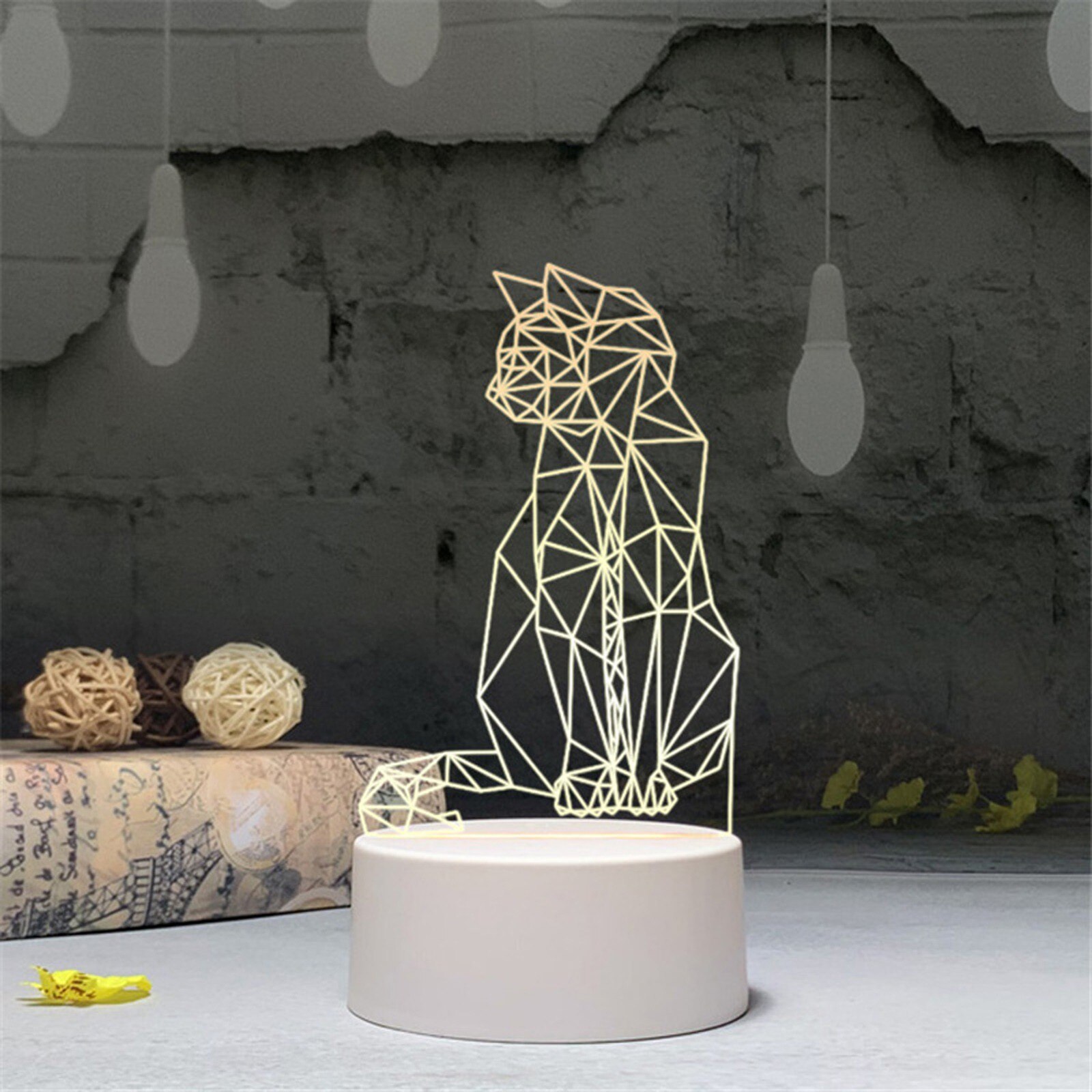 Veilleuse LED 3D avec chargeur USB, attrape-animaux, luminaire décoratif d'intérieur, idéal pour une Table, un bureau ou une chambre à coucher, ou comme de noël