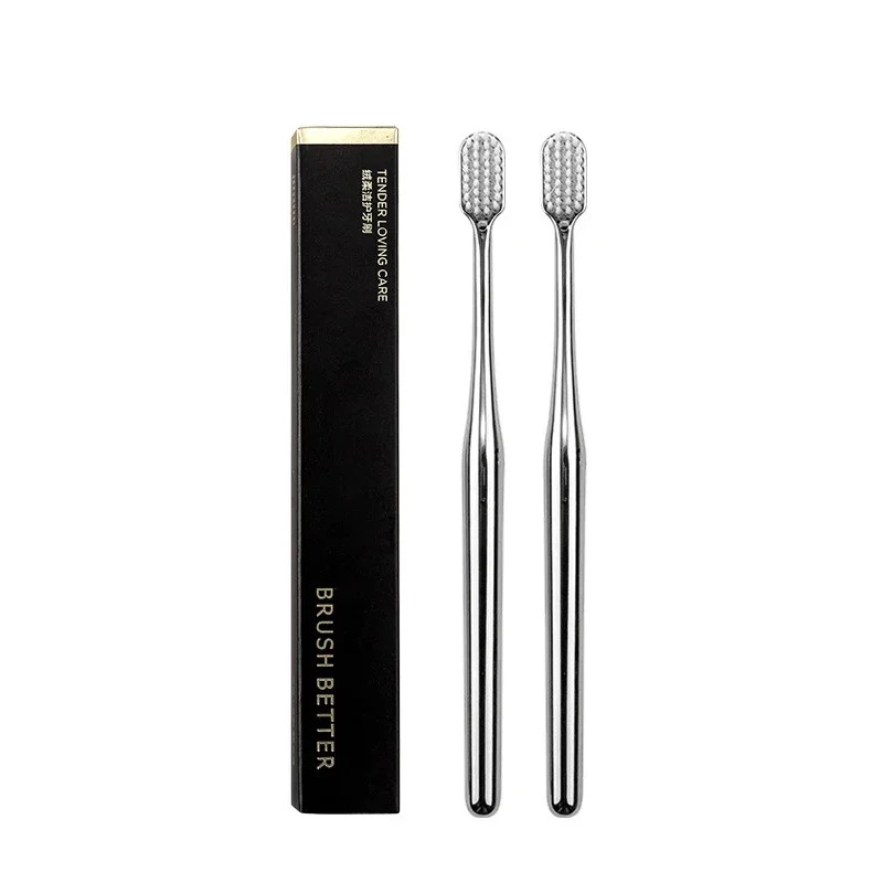 Brosse à dents douce de luxe pour hommes et femmes, brosses dentaires pour adultes, or, argent, indépendant, brosses à dents douces, directe: Orange