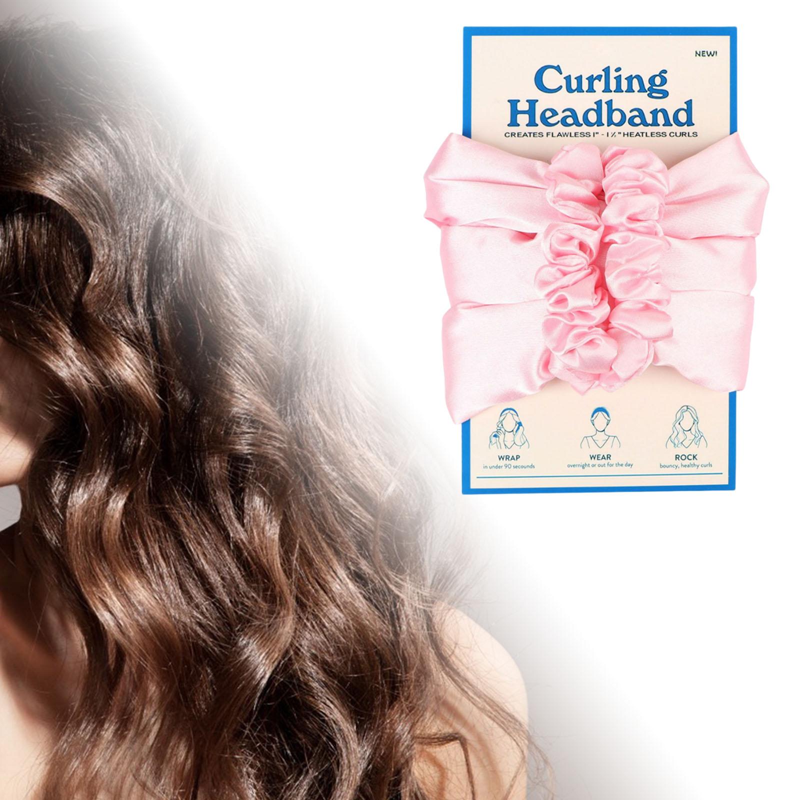 Mykt varmefritt hår krøller pannebånd hår scrunchies bølgeverktøy curler frisørverktøy varmeløs krøllestang lat krøller: Rosa 02