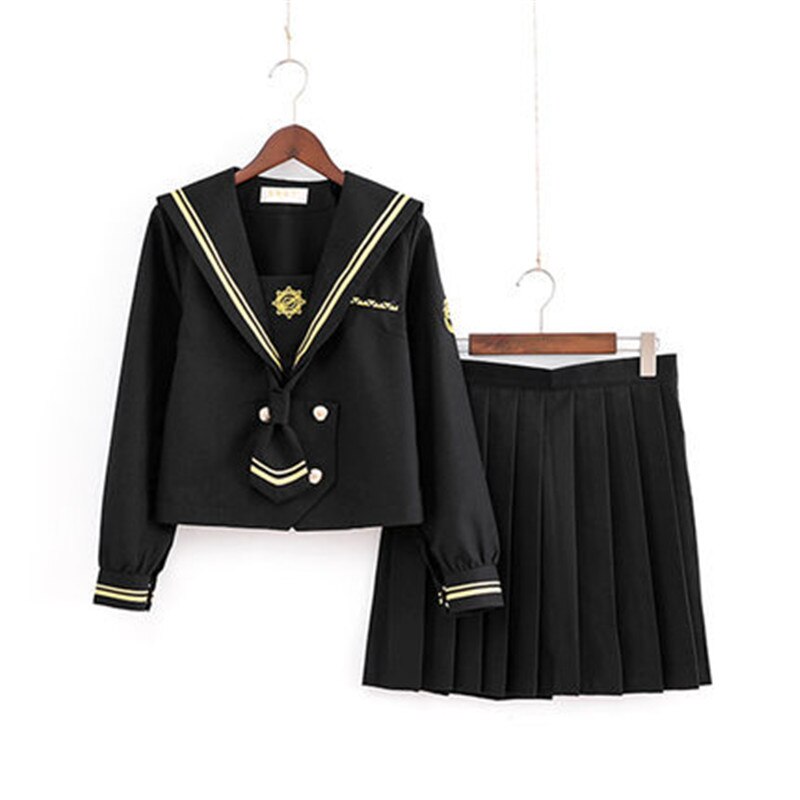 Girls Japanese School Sailor Uniform Long Short Sleeve Classic Navy Sailor School Uniforms High School Outfit Suit U013