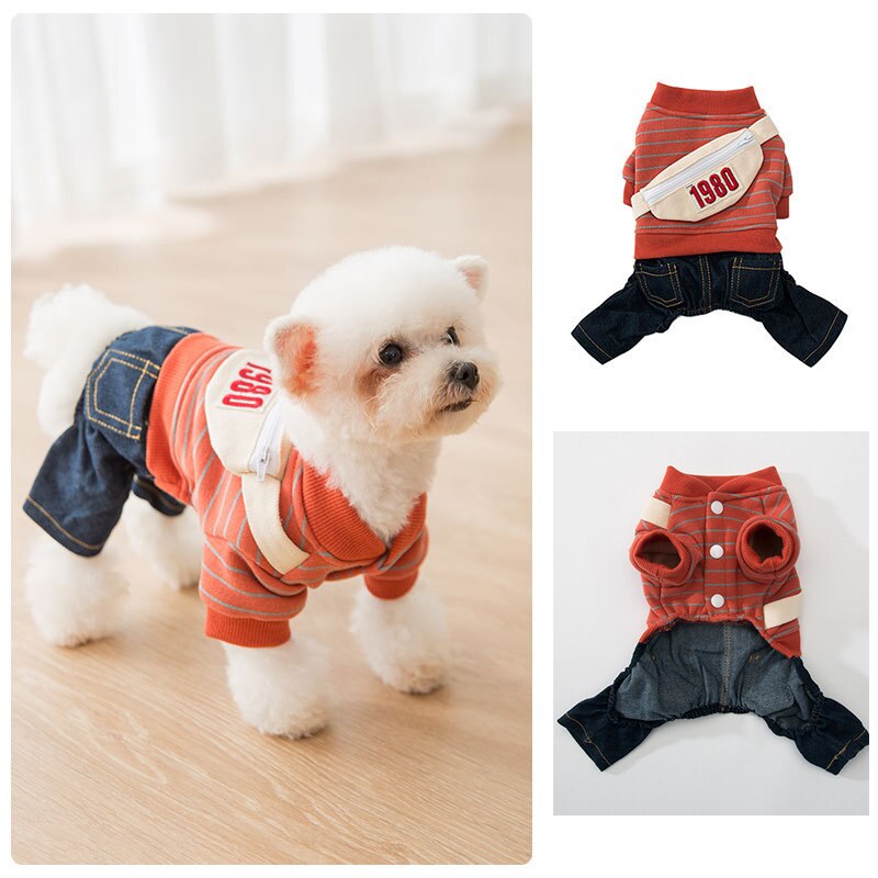 Winter Hond Kleren Huisdieren Outfits Jas Jas Voor Honden Warme Kleding Denim Kleding Yu-Home: Rood / L