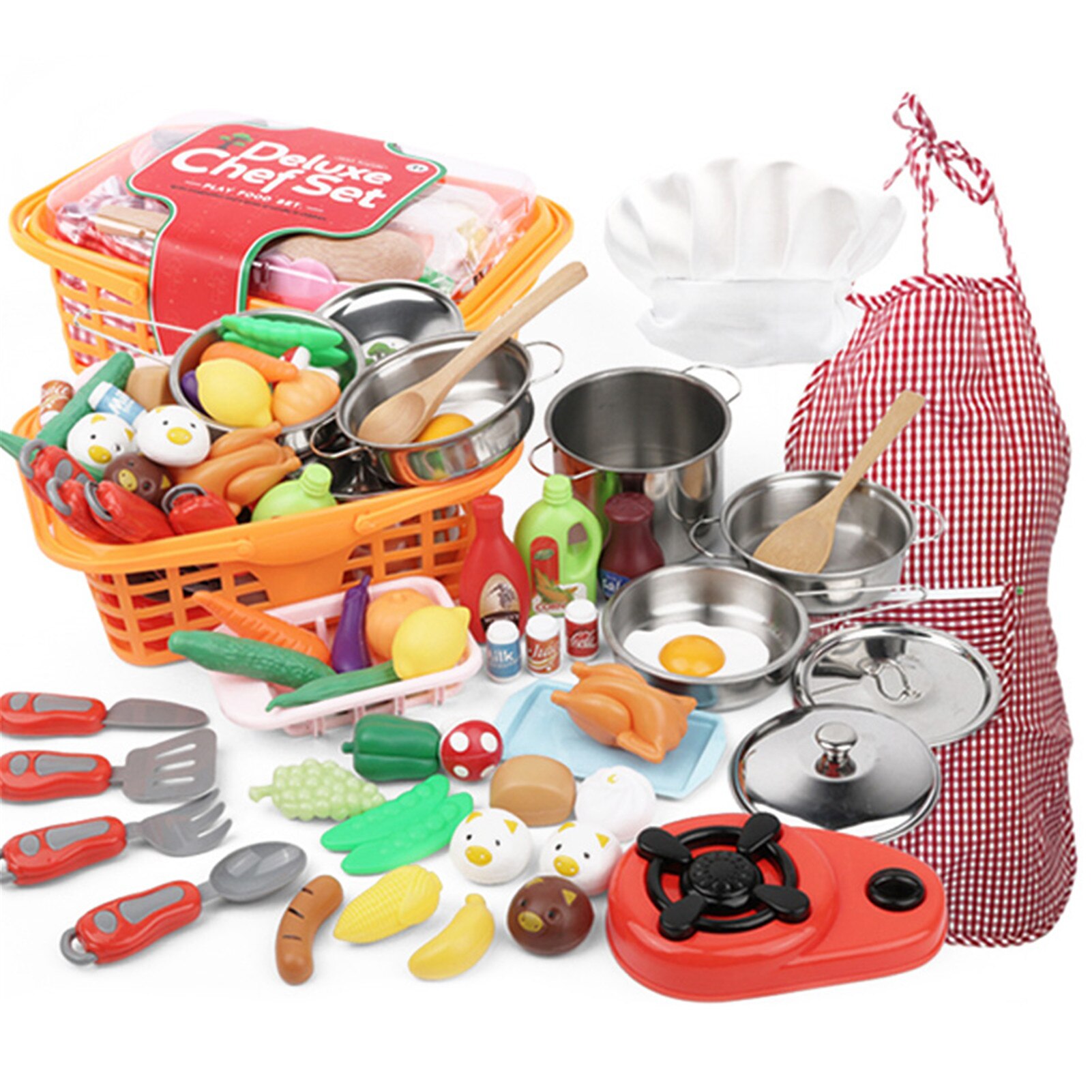 42Pcs Kookgerei Pretend Play Speelgoed Set Veilig Kinderen Chef Speelgoed Kinderen Keuken Speelgoed Simulatie Voedsel Keukengerei Speelgoed