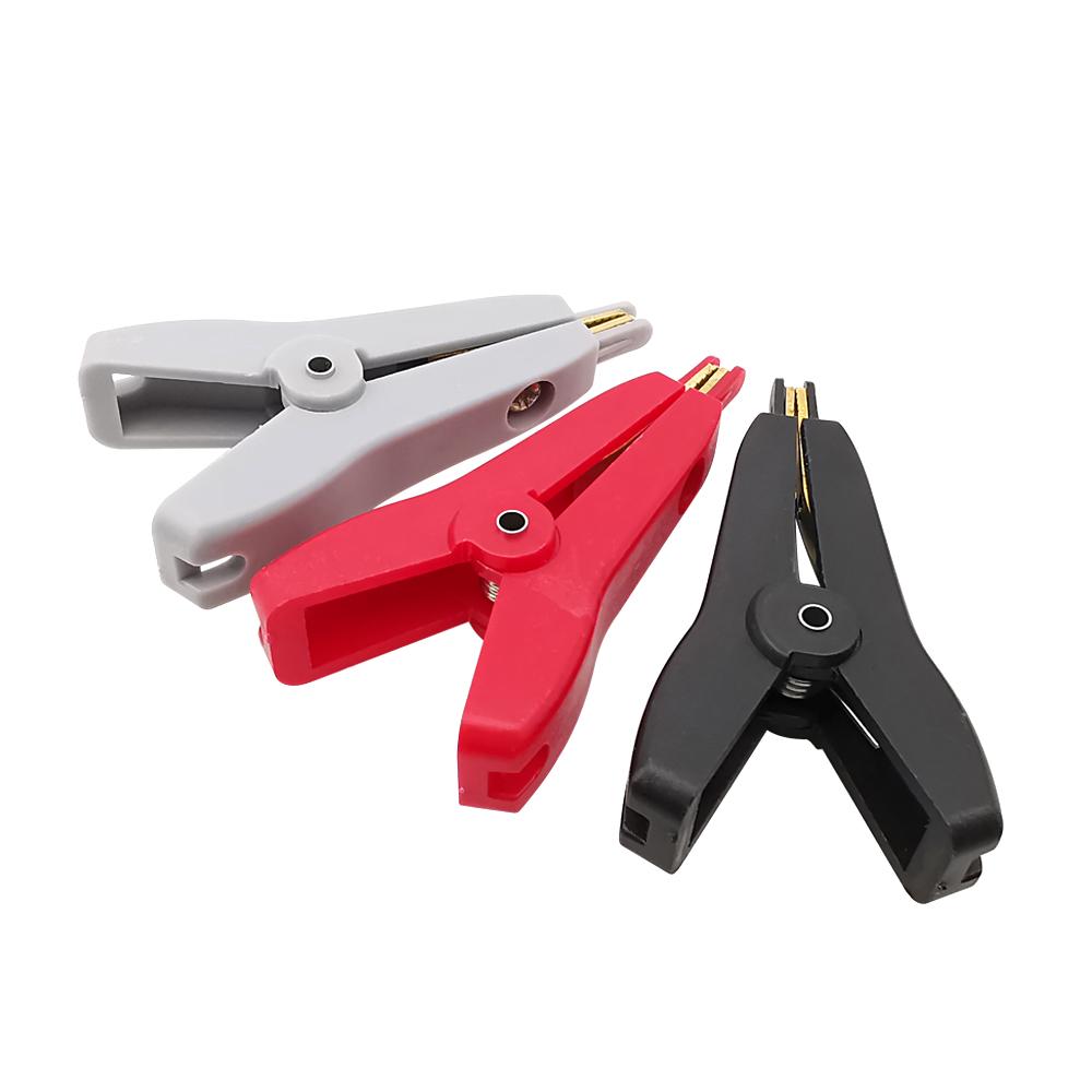 Pinza de cocodrilo plana aislada 5A, abrazadera de cocodrilo de latón de cobre eléctrico, pinzas de prueba de Metal, bricolaje, 52mm, LCR Kelvin