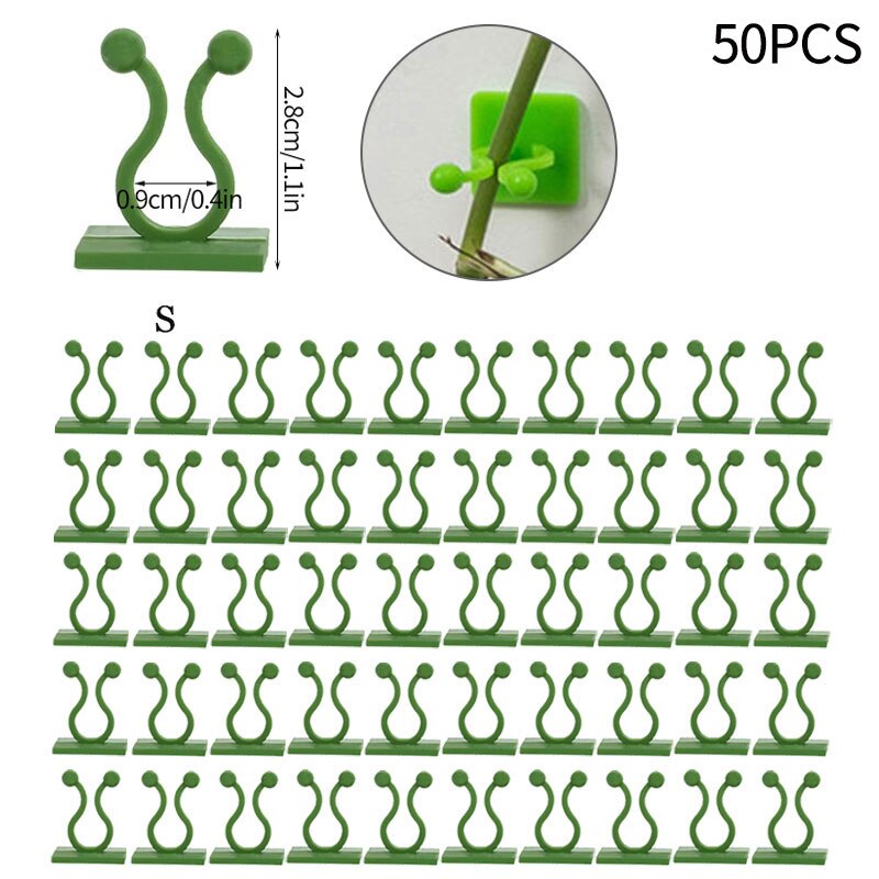 10/30/50 Stuks Plant Klimmen Muur Zelfklevende Haak Armatuur Clips Onzichtbare Rotan Klem Armatuur Muur kleverige Haak Plant Ondersteuning: Green-S-50pcs