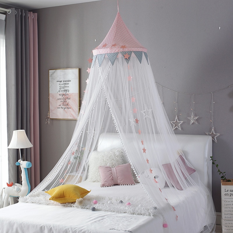 bambino Camera zanzariera letto per bambini tenda a baldacchino tondo presepe rete letto tenda balbassino decorazione accessori telecamera da letto per ragazze