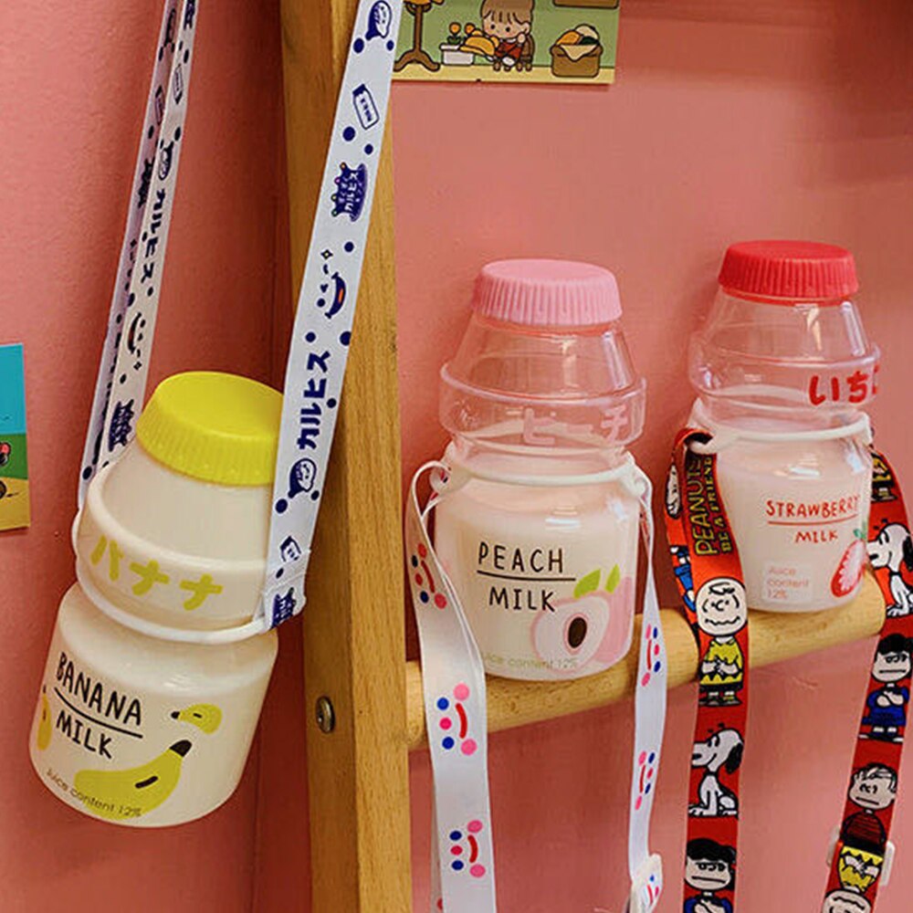 480ml Plastic Water Bottle Tour Drinking Bottle Yakult Shape Cute Kawaii Milk Carton Shaker Bottle for Kids/Girl/Adult BPA Free