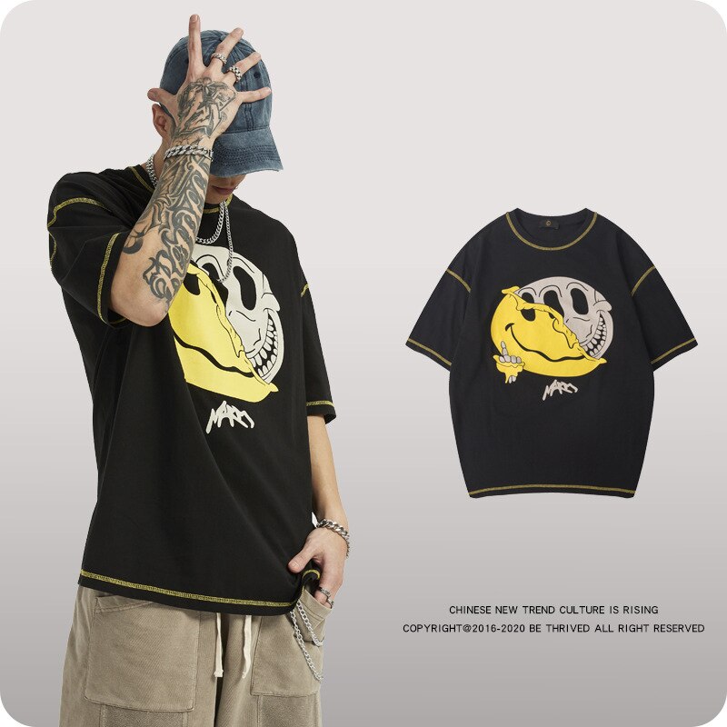 Heren t-shirt glow in the dark licht  up 3d noctilucence hiphop lichtgevende neon party club nachtlampje punk tops tees kleding straat