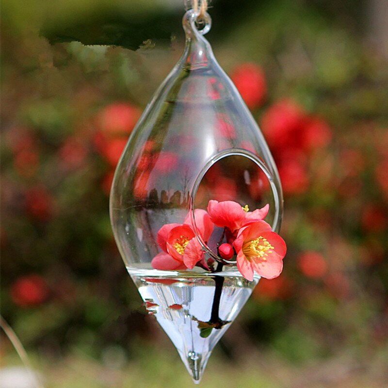 Bredde= 7 høyde= 13cm hengende glass terrarium vase glass terrarium med ett åpent bryllup dekorativt hengende glass dekorativt