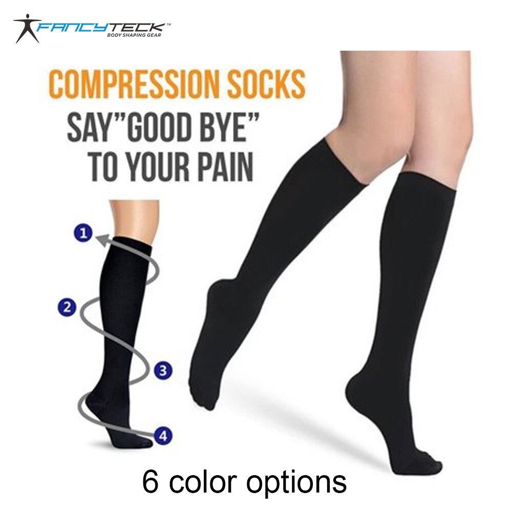 Unisex kompressionsstrømper mænd kvinder slankestrømper blodcirkulation anti-træthed behagelige ensfarvede sokker