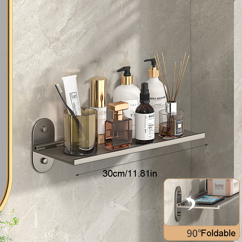 Badkamerplank Opvouwbare plank Toiletorganisator Wandgemonteerde plankopslag Drijvende planken Opslaghouders Doucherek Dienbladen Kit: WHITE