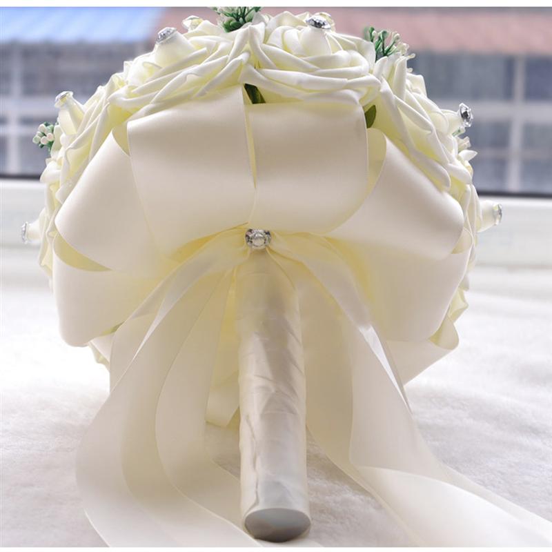 Handgemaakte Kunstmatige Foam Bloemen Boeket Simulatie Rozen Strass Bruids Toss Boeket Bruidsmeisje Boeket Voor Bruiloft