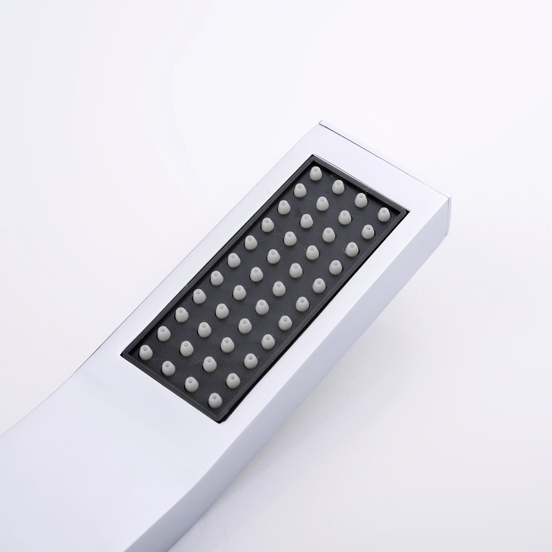 Square Solid Brass Chrome Hand Held Shower Head With Wall Connector and Stainless Steel Shower Hose