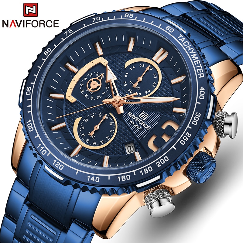 Naviforce Mode Blue Heren Horloges Top Brand Luxe Quartz Klok Sport Chronograaf Horloge Mannen Relogio Masculino