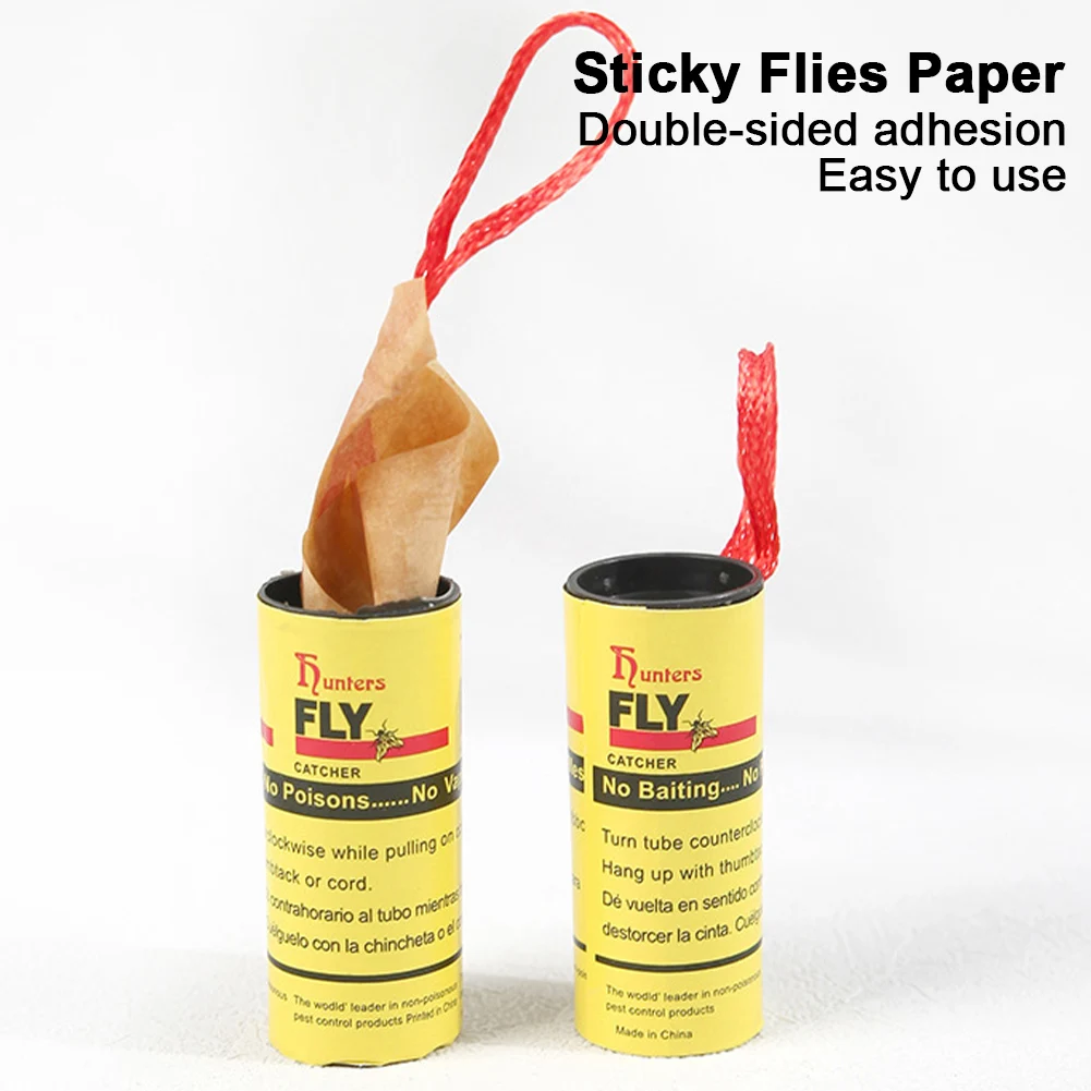 120–4 Rollen Fliegen-Klebepapier, stärker Klebestreifen für Fliegen, Papierstreifen, doppelseitiges fliegendes Insekten-Insekten-Mücken-Fänger-Rollenband