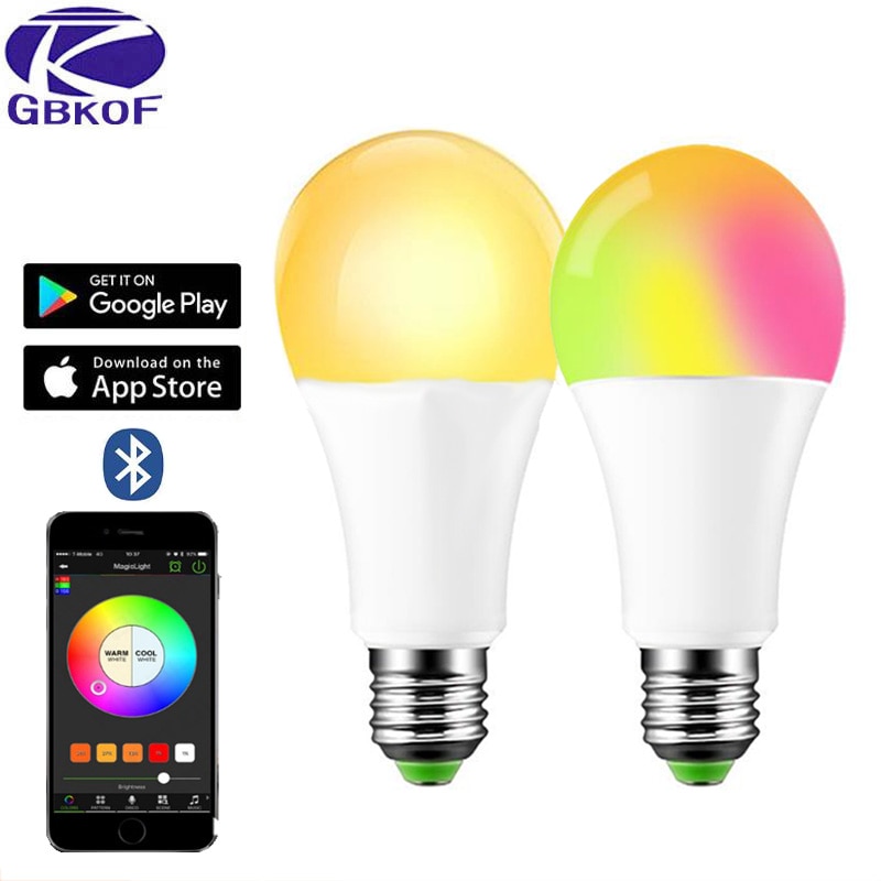 110V 220V Bluetooth E27 Rgbw Led Lamp Verlichting 5W 10W 15W Rgb Lampada Verwisselbare Kleurrijke rgbww Led Lamp Met Afstandsbediening + Geheugen Modus