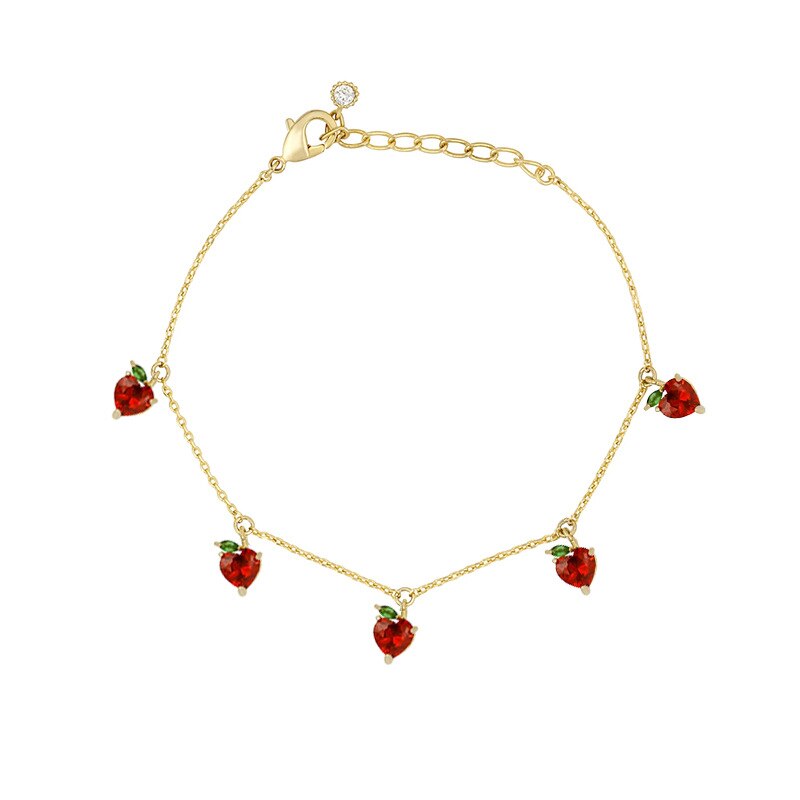 Nuevos accesorios brillantes para pulseras de frutas de cristal para mujer, pulseras y anillos de cereza: bracelet14