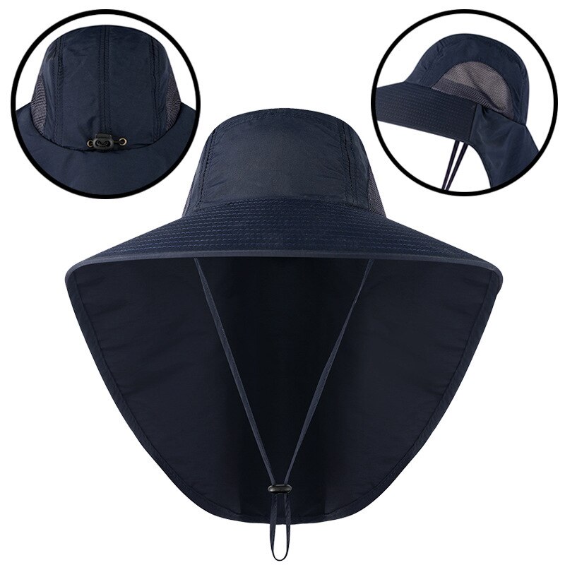 Chapeau de Protection contre les UV pour le cou, casquette de Protection solaire à large bord, pour voyage, Camping, randonnée, bateau: Navy