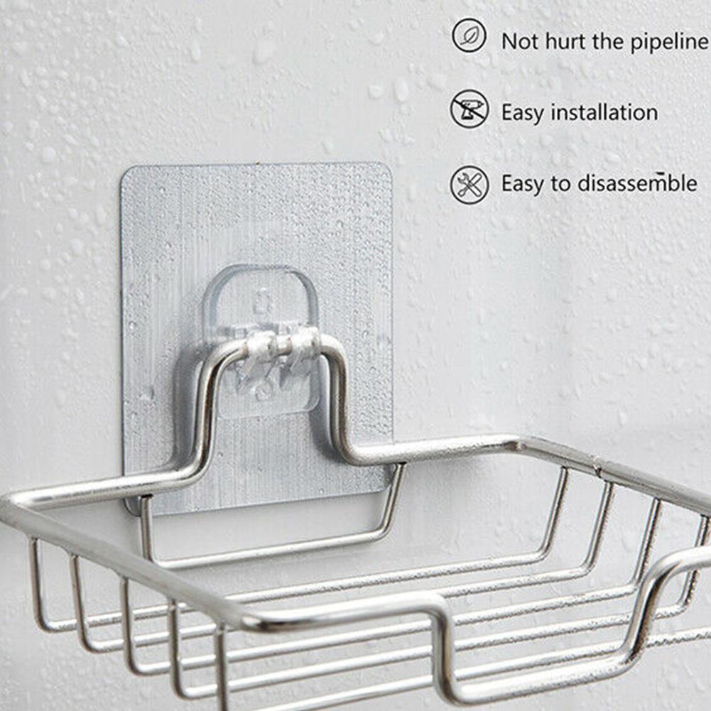 1pc Steel Soap Dish Bathroom Storage Soap Accessories Holder Storage Rack Drill Shampoo Holder Bathroom Soap Free