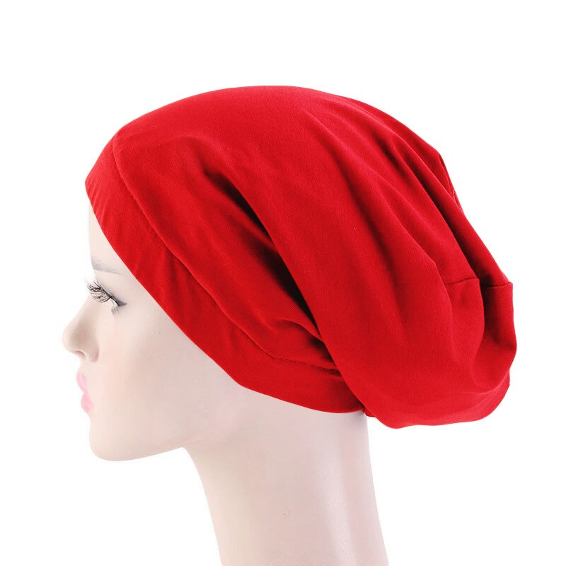 Bonnet en Satin élastique pour femmes musulmanes, Bonnet de perte de cheveux, Skullies, enveloppant la tête, chimio, Cancer, indien, Turban uni, à la