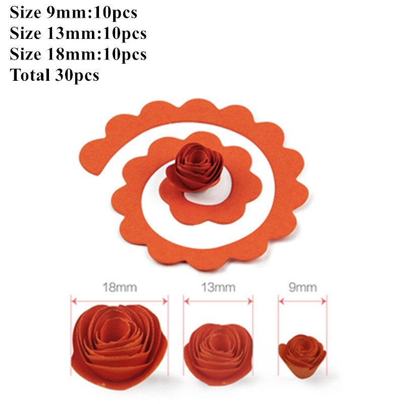 30pcs Multi Size Rose Flower Quilling strisce di carta Craft Make Paper Flowers Kit per Scrapbooking Quilling Paper Set: Orange