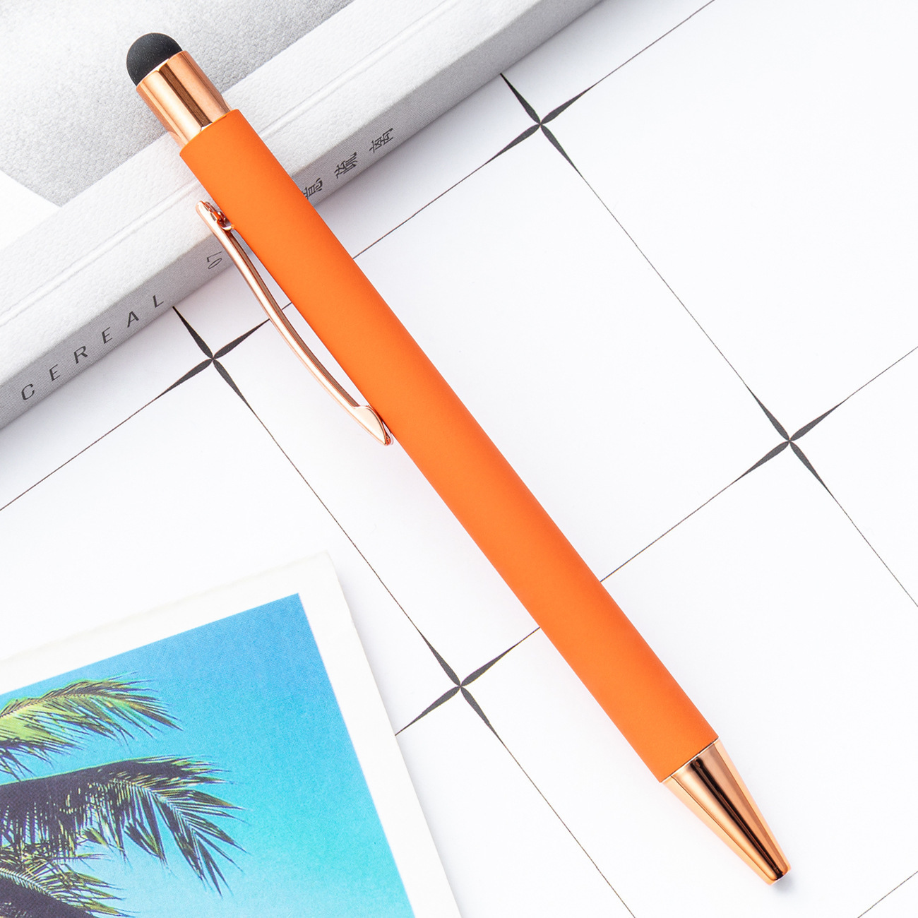 50PCS FreeCustomMetal Balpen Reclame Pen Graveren LOGO Touchscreen Pen voor WeddingMulti Functie Pen: Paars