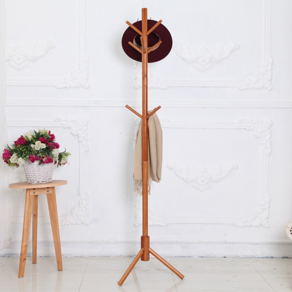 1pc Wooden Coat Hat Stand Tree Holder Hanger Rack Tree Branch Coat Hanger Natural Clothes Organizing Rack(White)
