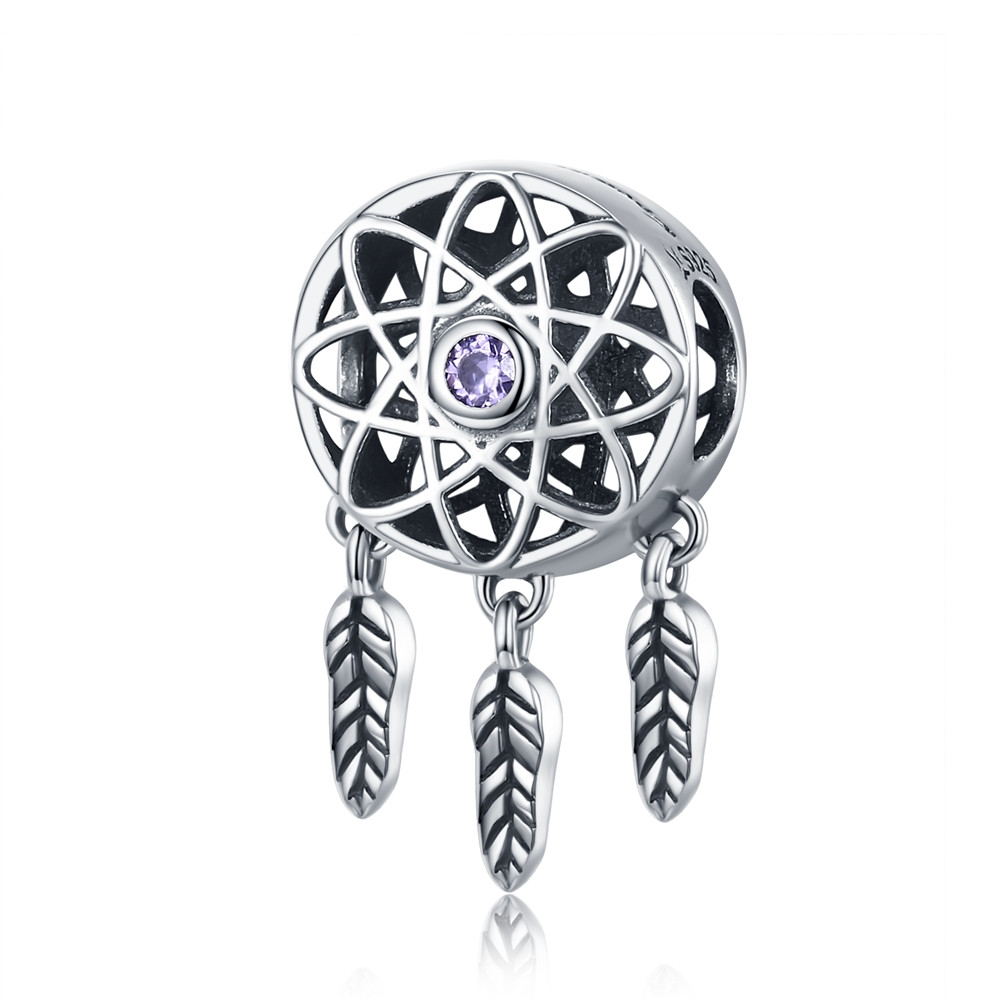 BISAER 925 Sterling Silver Beads Dreamcatcher Charms Dream catcher Beads Fit Charm Silver 925 Bracelet Vintage Jewelry ECC330: ECC330